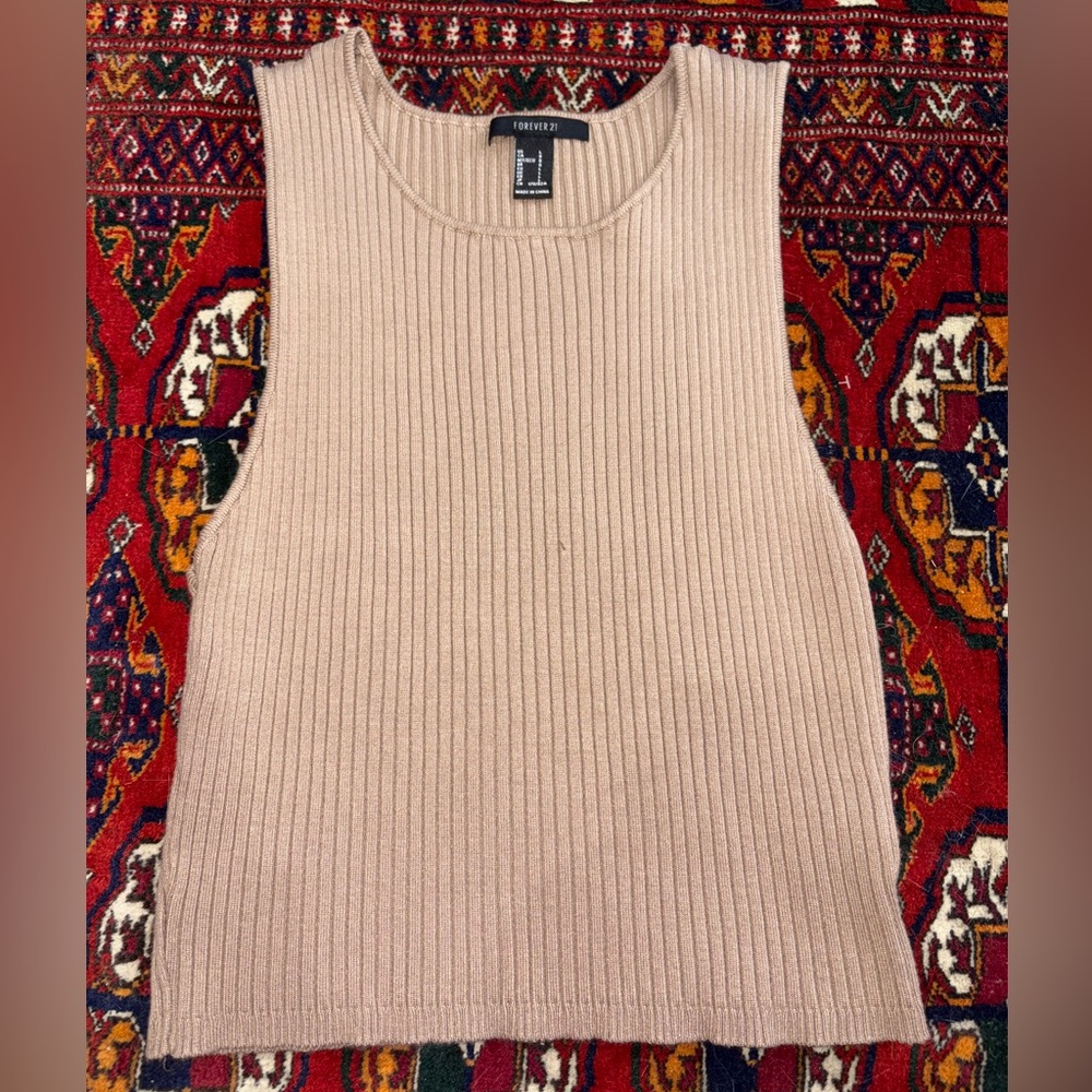 Forever 21 Beige Ribbed Tank Top Vest